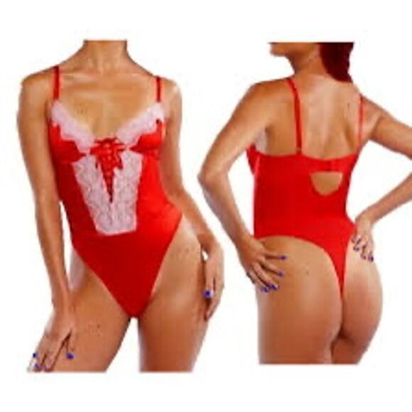 Savage X Fenty Red Goji Berry Bodysuit Womens Size S - Picture 1 of 10